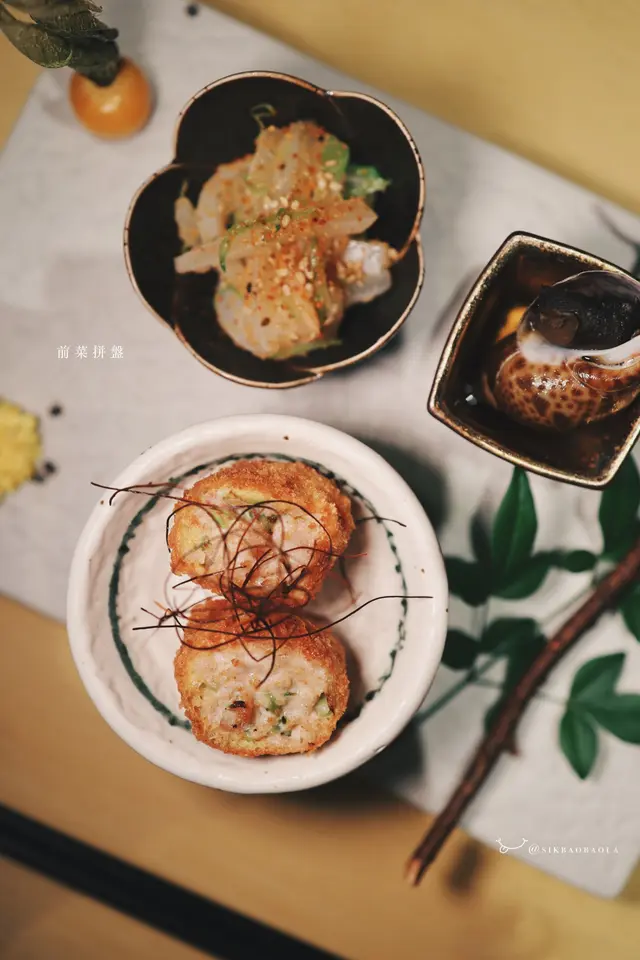 炸雞肉卷、明太子魷魚、黑海螺