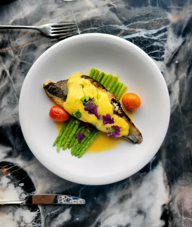 Pan Seared Seabass served with vegetable