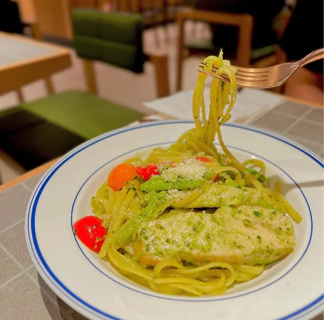 美國有機雞胸青醬扁意粉