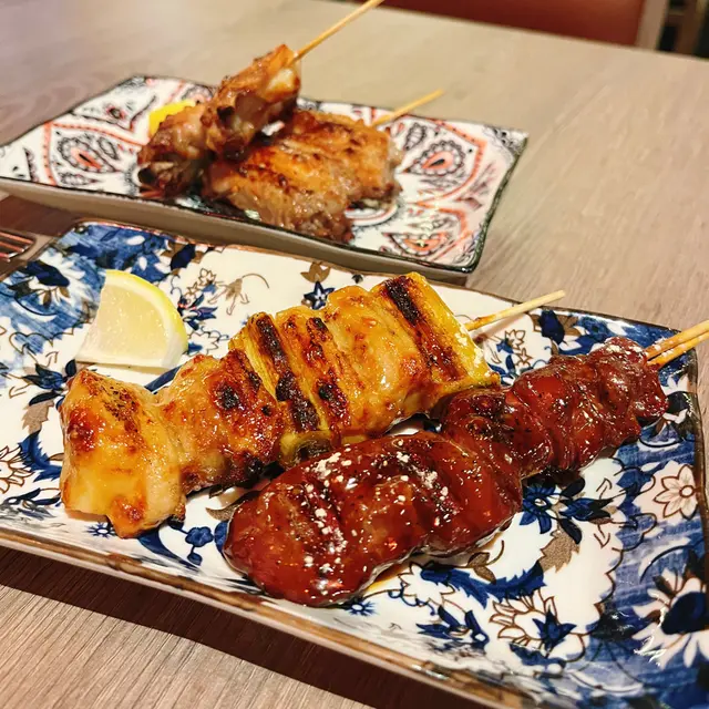 京蔥雞肉串 + 雞肝串