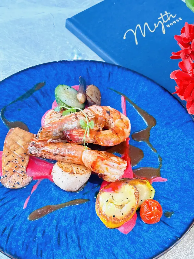 香煎大蝦,北海道帶子 配 檸檬燒汁
