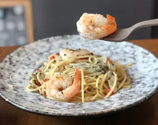 大蝦香辣蒜香欖油意粉