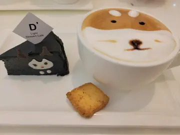 Kuromi竹炭芝士蛋糕+手绘啡