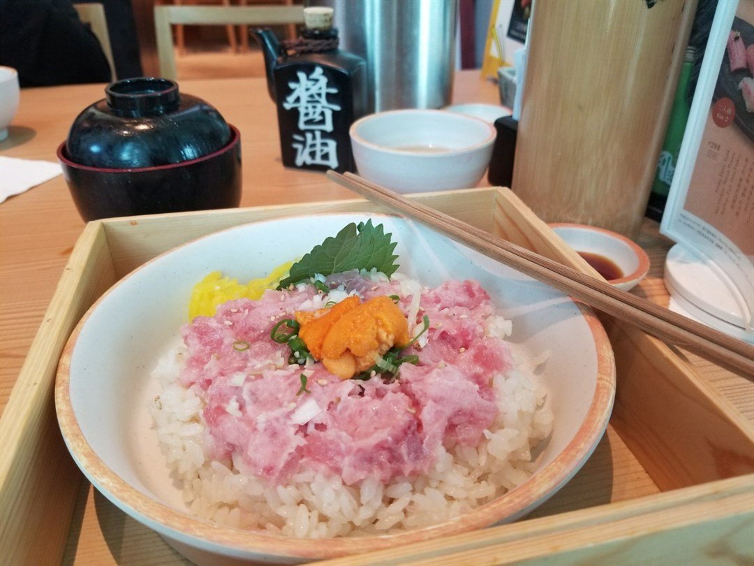 香葱鲔鱼蓉海胆丼 香港旺角的丸十寿司日本食堂 Openrice 香港开饭喇