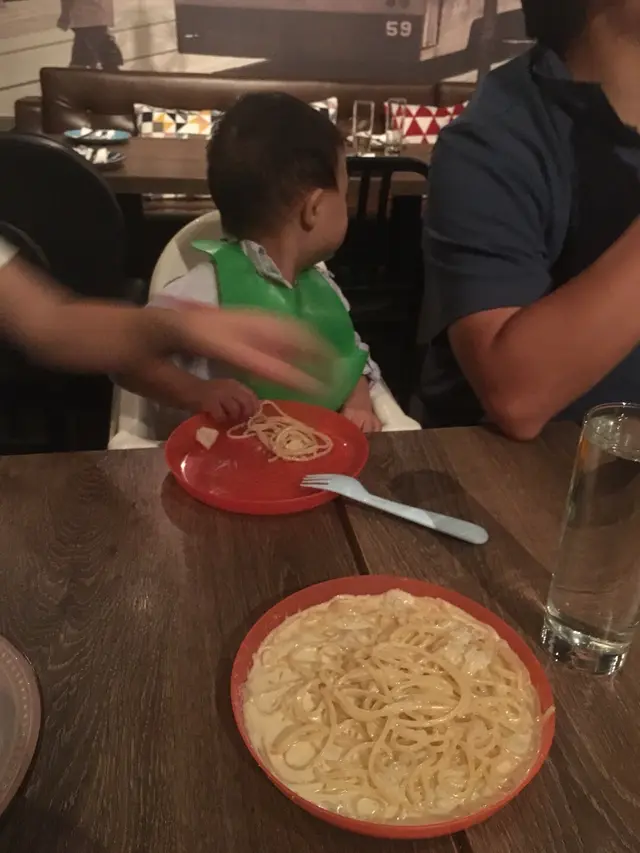 Kid Corner: Spaghetti  parmesan poached  fish