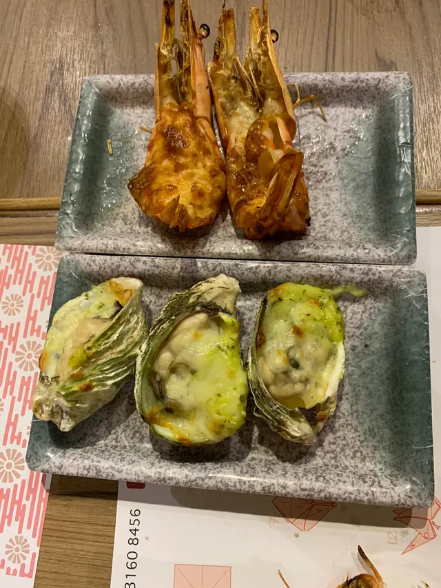 芝士焗虎蝦， 芝士焗蠔