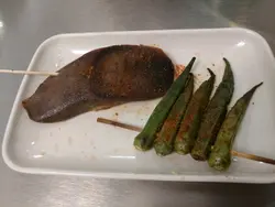 燒秋葵+鹽燒厚切牛脷扒