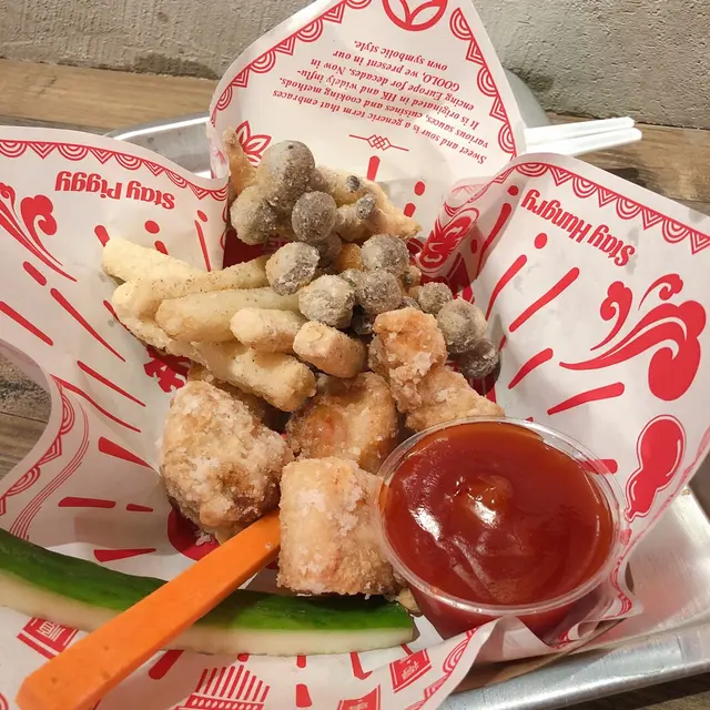 豬腩肉+香炸菇菇
