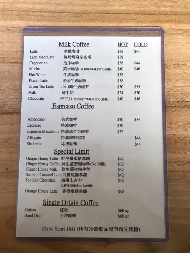 Coffee Menu