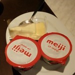 NY Cheese slice cake ($37)  and  Meiji yogurt berries ($12/1pcs)