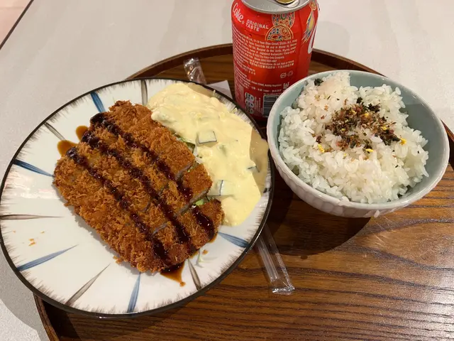 豬扒薄粉厚而且炸太耐, 太硬, 口感好差同乾身
白飯煮得太乾, 而且硬硬地, 好似落唔夠水煲
個沙律落得過量汁, 好難食