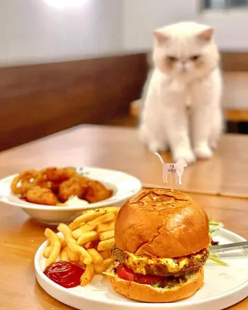 安格斯牛肉手工汉堡配薯条