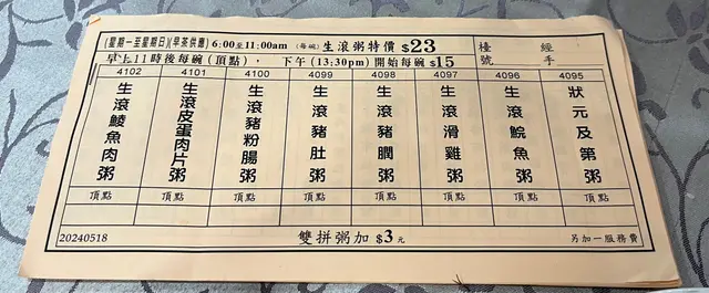 被忽視的生滾粥
下午茶優惠價$15一碗