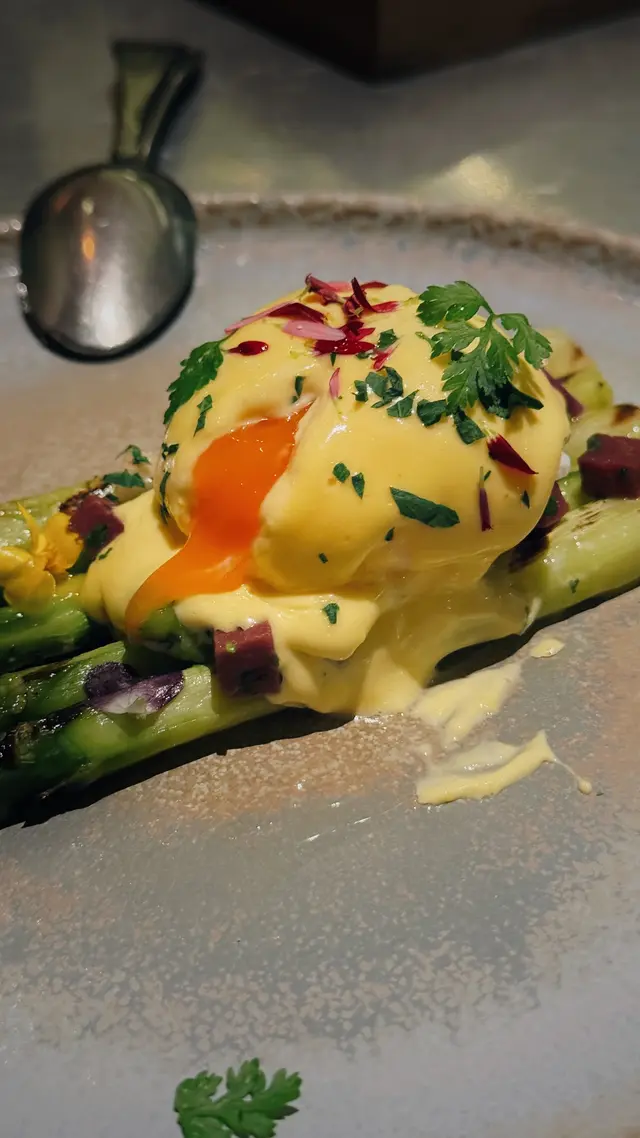 New Season Asparagus, Soft Poached Duck Egg