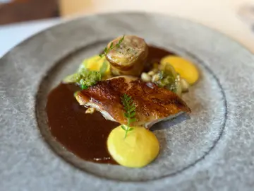 Three  yellow  chicken  2  way:  baked  breast,  roll  (pork,  foie  gras,  chicken  thigh)