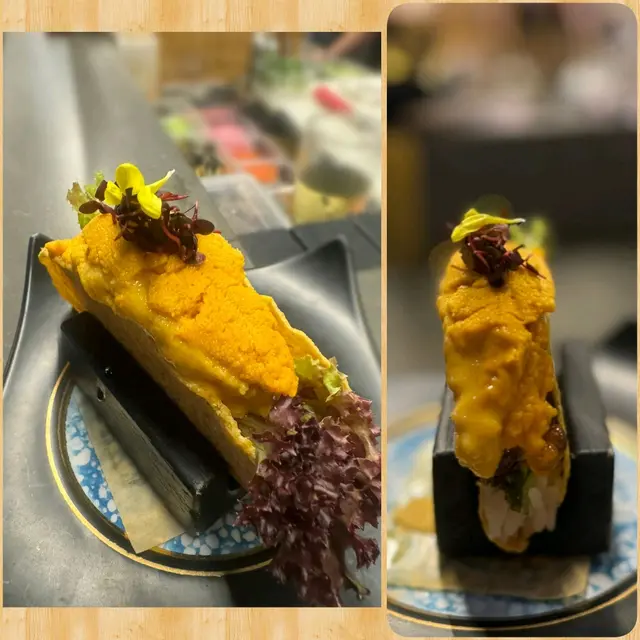 粟米脆餅壽司海膽三文魚籽