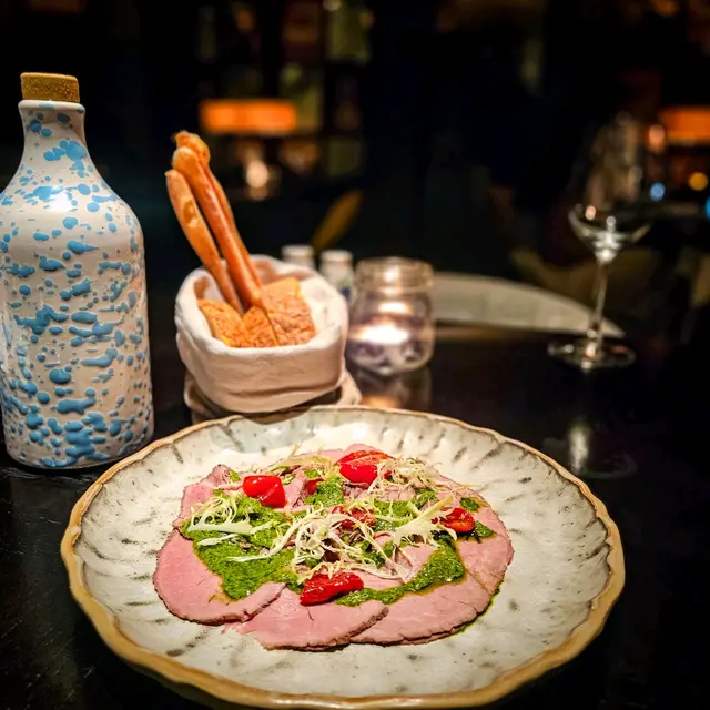 Roasted Beef with Pesto Sauce and Confit Tomatoes