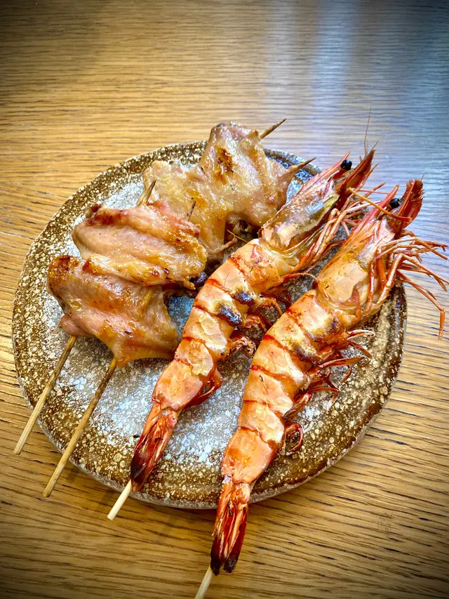 📌燒雞翼串、燒虎蝦