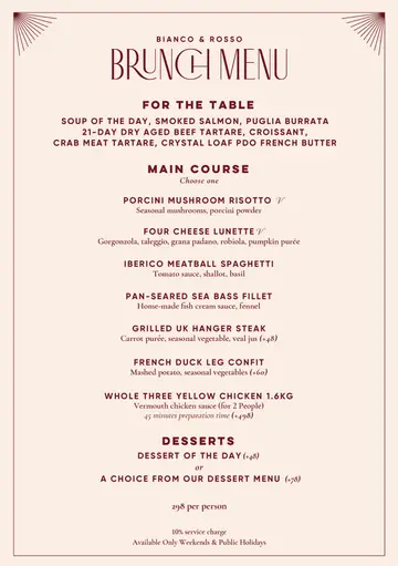 Weekend Brunch Food Menu (as of 15 January 2025)