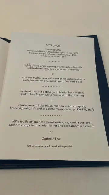 Vegan Menu