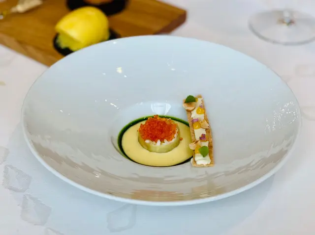 Amuse-bouche | Crab | Leek | Chive Oil