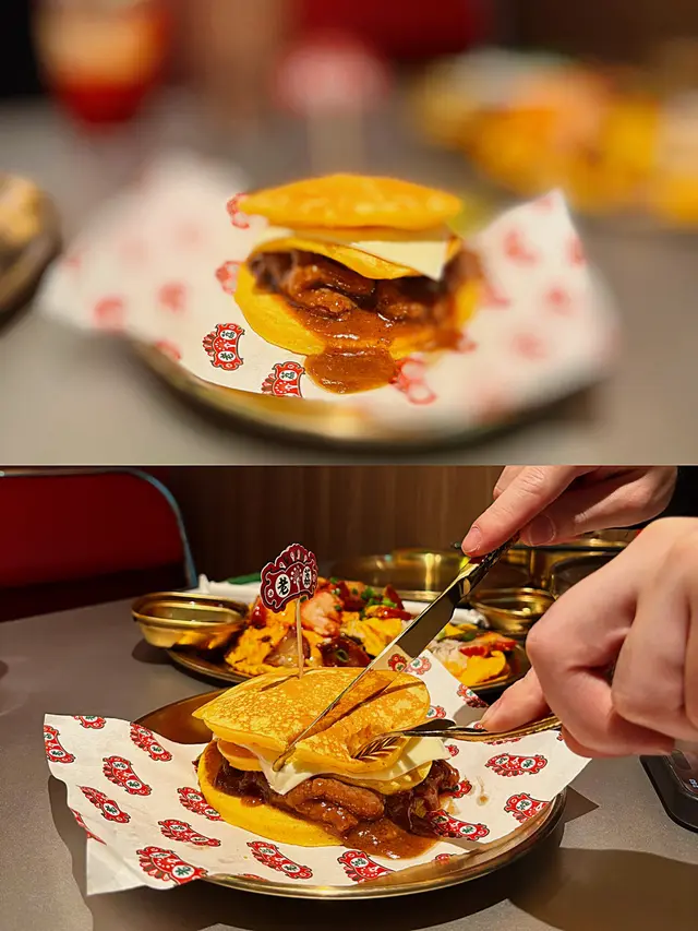 沙嗲牛肉芝士熱香餅漢堡