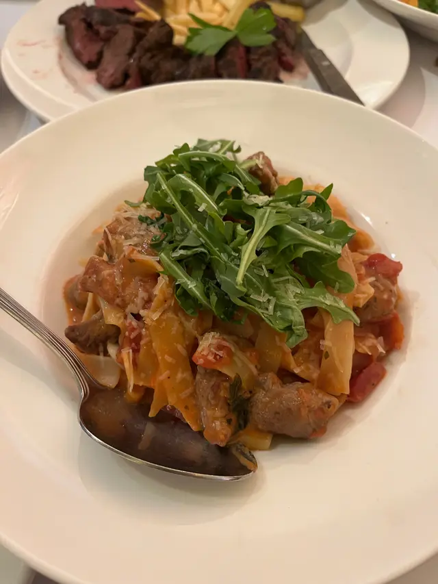 Beef steak fettuccine