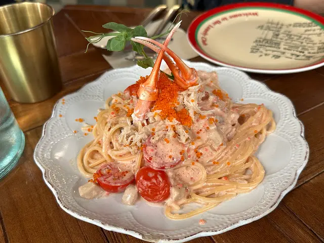 明太子蟹肉野菌意大利麵