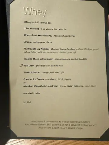 Dinner Tasting Menu