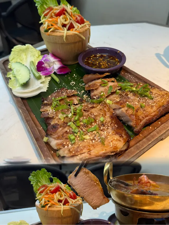 燒豬頸肉配青木瓜沙律