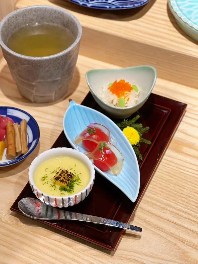 九州黃粟米凍湯&梅酒蕃茄&北海道松葉蟹肉
