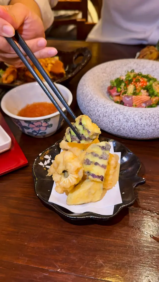 鱧魚茄子天婦羅 梅肉蘿蔔泥