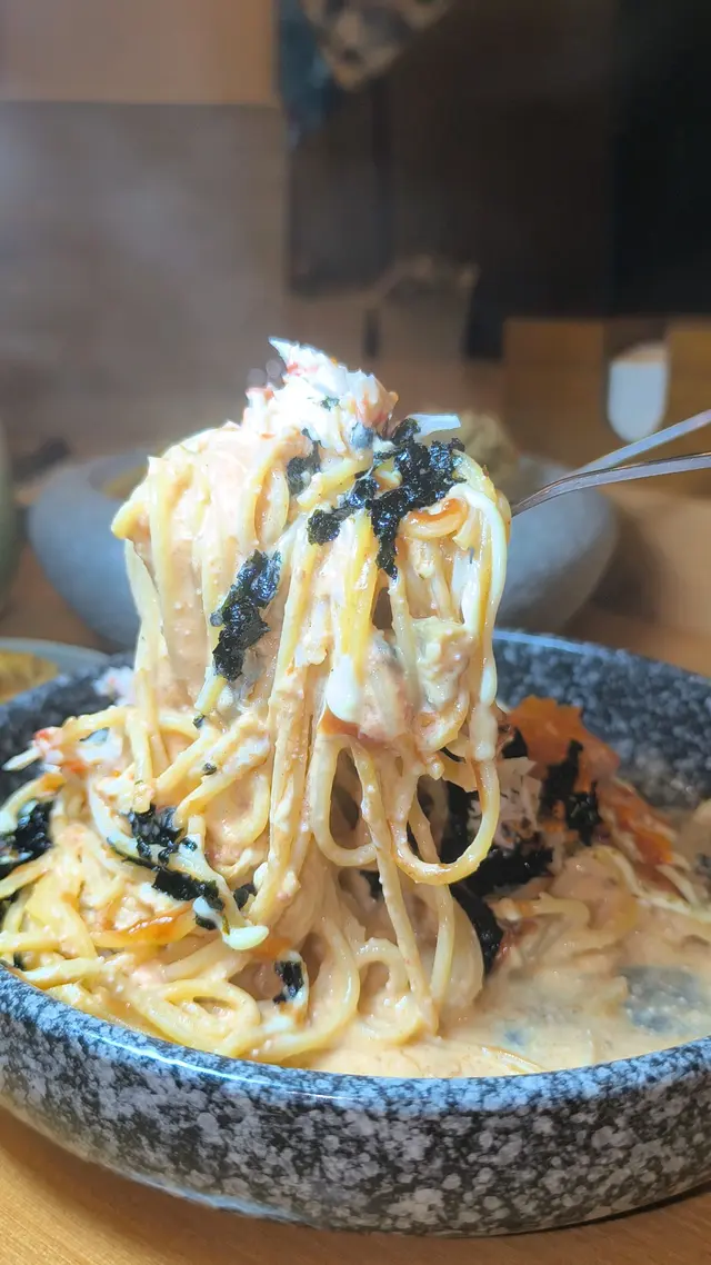 明太子意大利粉配珍珠帶子