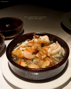 Our signature sizzling garlic shrimp