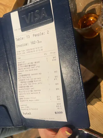 两个人放肆的吃，费用999港币已经包含加一
这样看起来不算特别便宜，但性价比满分

温暖的态度、顶级的美食、欢乐的氛围，我认为这个价格很合理。

（因为我也是吃比较丰富，如果少量一点点 我认为一人200-400比较接近