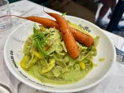 烤甘筍牛油果香草忌廉汁菠菜麵 