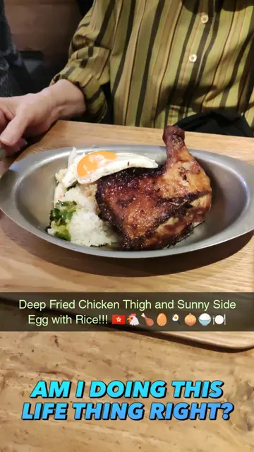 Deep Fried Chicken Thigh and Sunny Side Egg with Rice for My Grandma Lucy!!! 🇭🇰🐔🍗🥚🍳🧅🍚🍽️