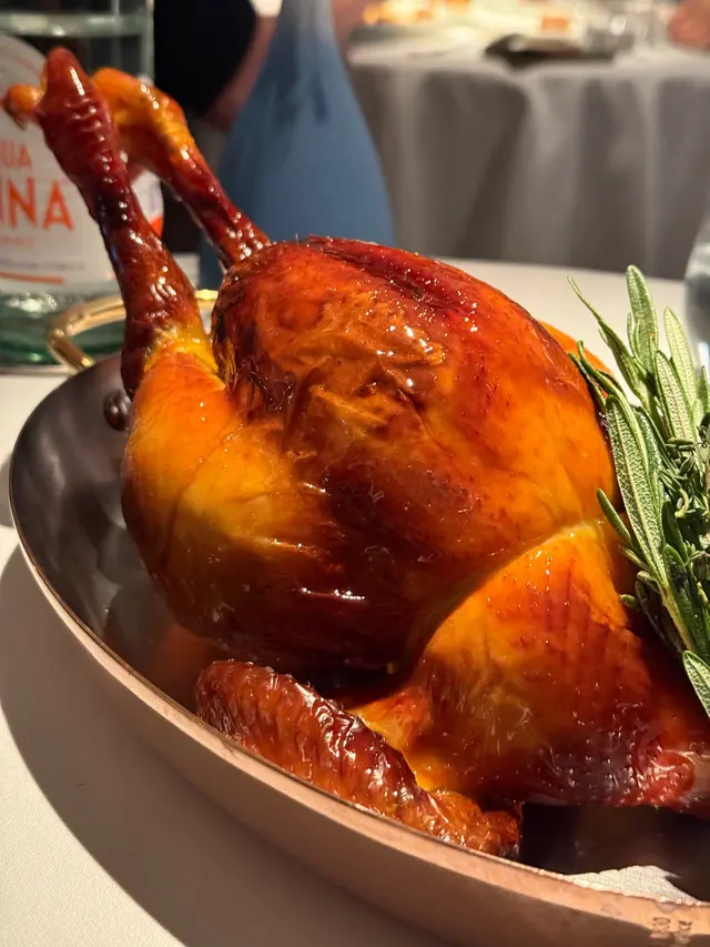WHOLE ROASTED CHICKEN WITH PETIT POIS A LA FRANCAISE 