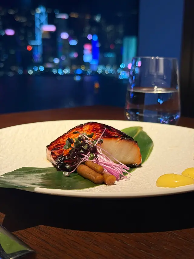 Charcoal-grilled black cod marinated with saikyo miso