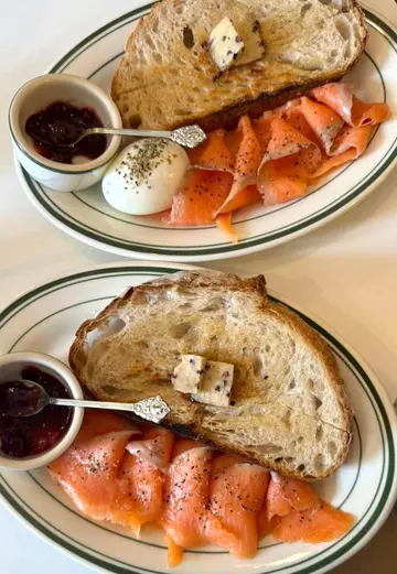 Sourdough Toast with Smoked Salmon & Soft Boiled Egg 