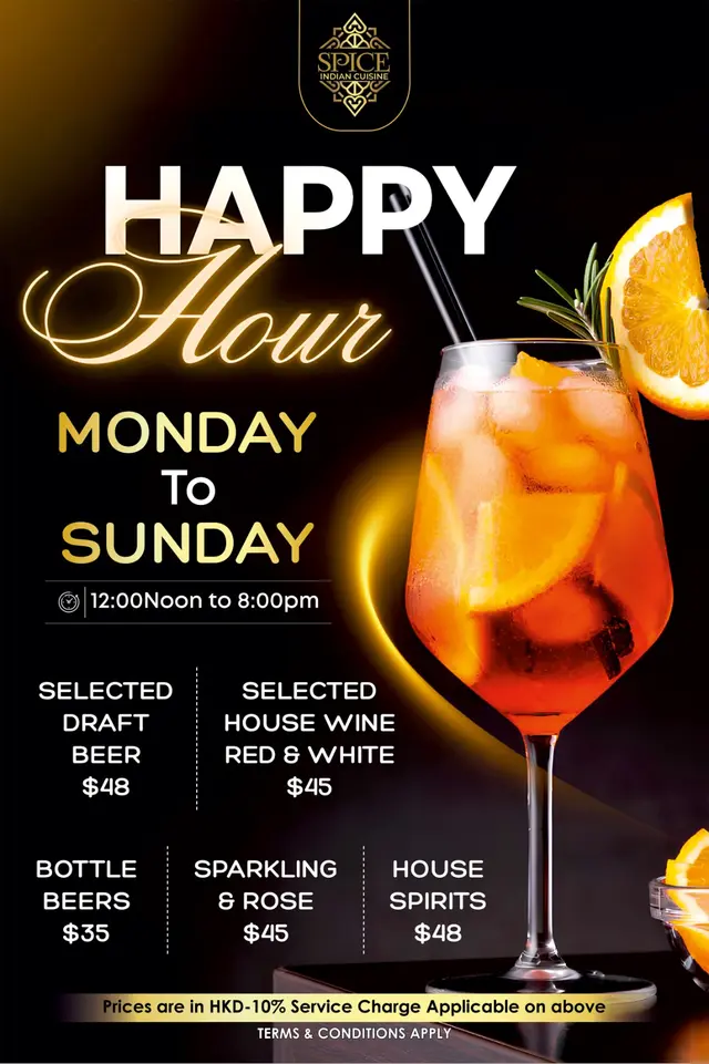 Happy Hour (Mon-Sun) 12pm to 8pm