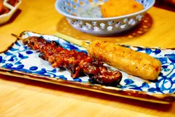 鰻魚肝及燒免治雞肉軟骨串