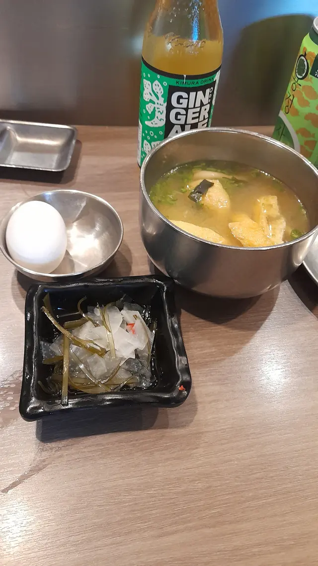 前菜，日本國產生蛋同麵豉湯