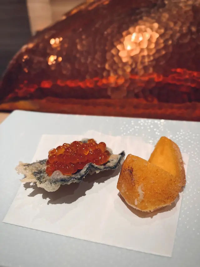 三文魚籽海苔、奈良杮子