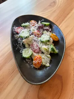 Endive and Beet Salad (v): Candied walnuts, parmesan, blood orange vinaigrette 