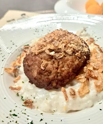Wagyu Beef Patty with Wild Mushroom Risotto