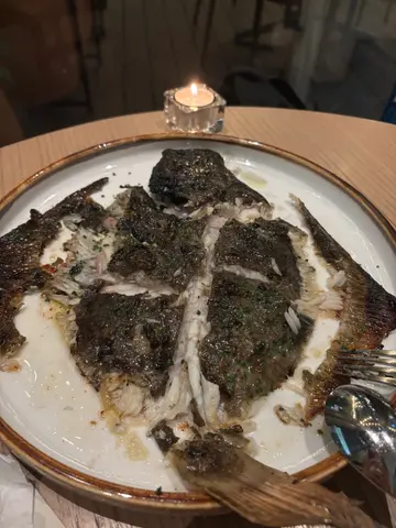 South China Sea turbot, grilled and served with garlic oil