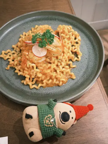 香煎海虾龙虾汁卷卷意粉